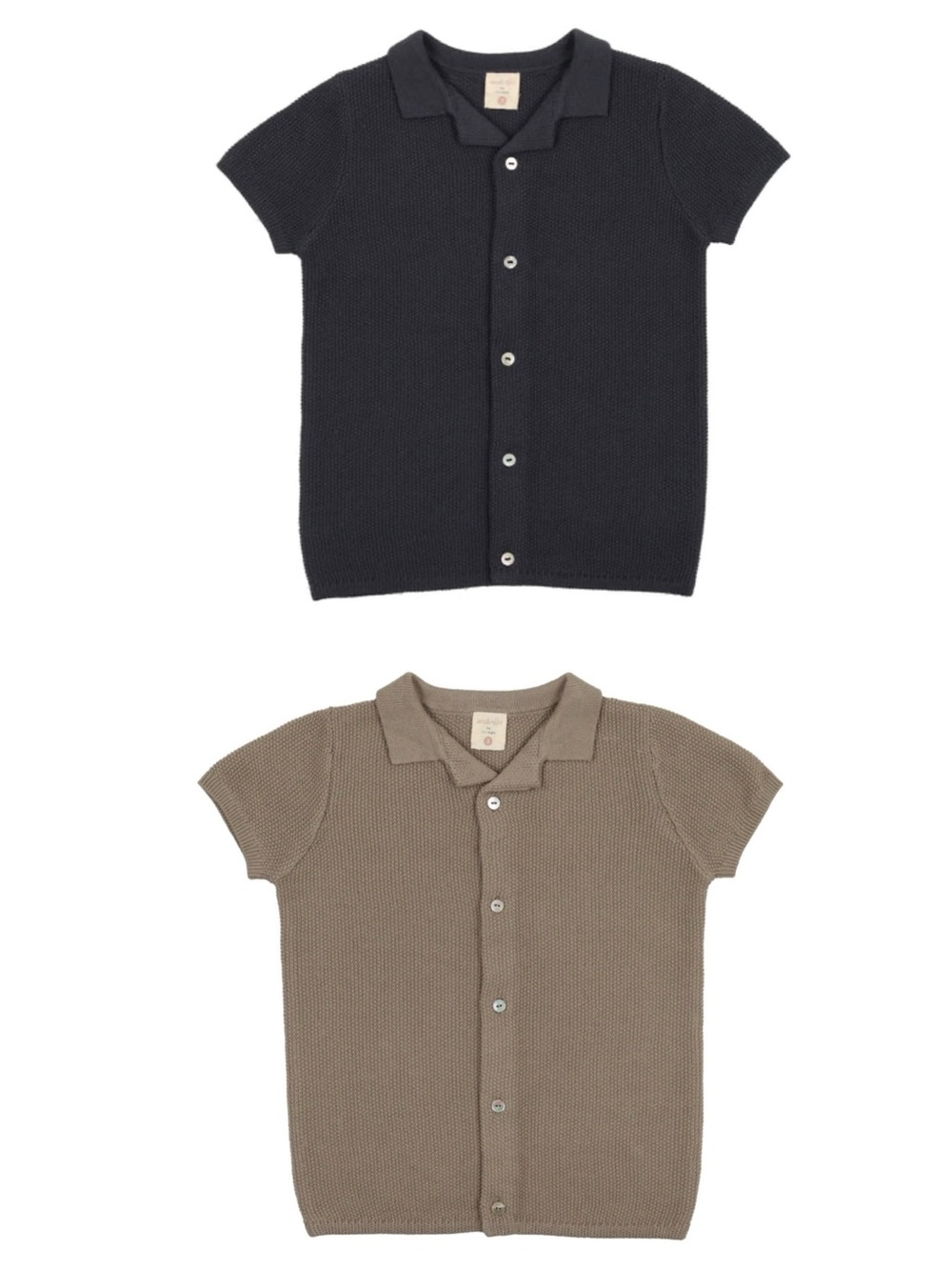 2 pc set Analogie Lil Legs Knit Grandpa Shirts Short Sleeves Boys Cotton